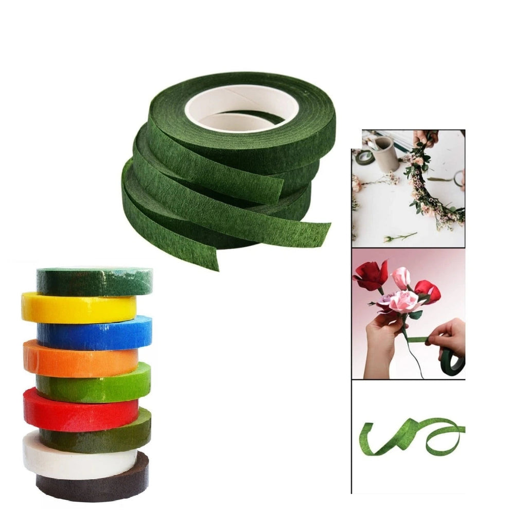 Premium Floral Tape 1.2cm x 25 Yards – Dark Green Florist Stem Wrap Tape for Flower Bouquets, Artificial Flowers, Floral Arrangements & DIY Crafts