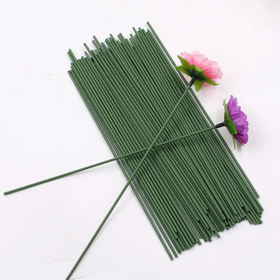 2mm Green Floral Stem Wire Sticks – 12 Inch / 30 CM Florist Wire for Artificial Flowers, Bouquet Making, Floral Crafts & DIY | Pack of 5, 15 & 25