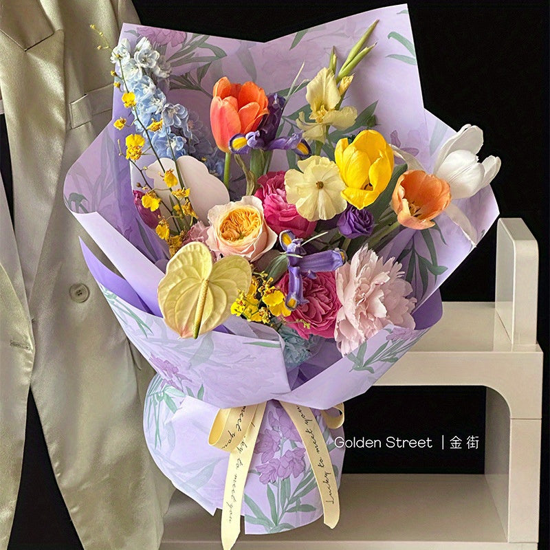 Secret Garden Floral Bouquet Wrapping Sheets – Premium Opaque Florist Paper for Luxury Flower & Gift Packaging (20 Sheets)