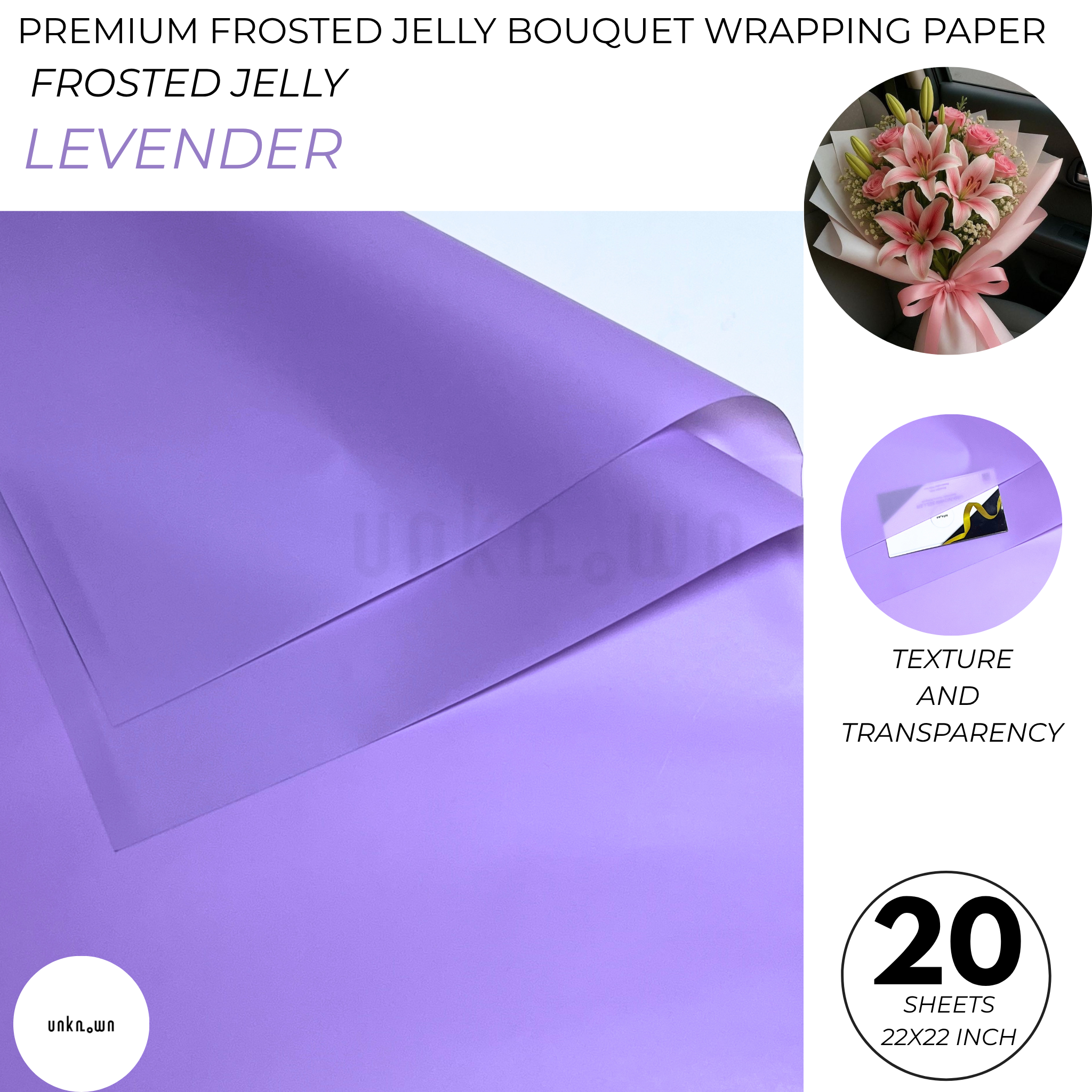 Premium Frosted Jelly Bouquet Wrapping Paper – Translucent Korean Flower Wrapping Sheets for Fresh Flowers, Florist Bouquets & Floral Packaging