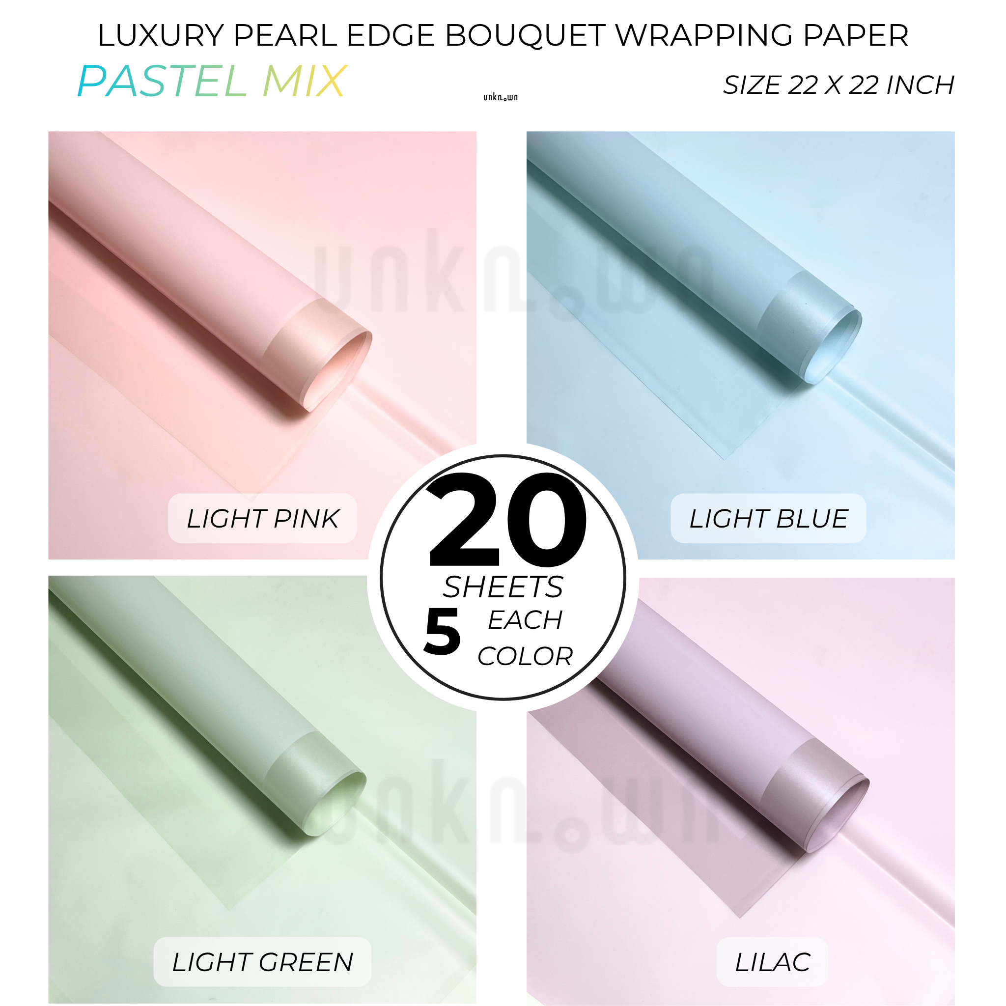 Luxury Pearl Edge Bouquet Wrapping Paper – Premium Matte Translucent Floral Wrapping Sheets for Fresh Flower Bouquets | Pack of 20 Sheets