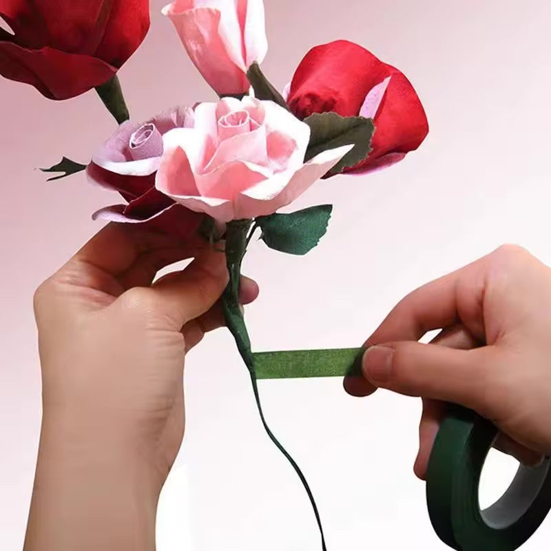 Premium Floral Tape 1.2cm x 25 Yards – Dark Green Florist Stem Wrap Tape for Flower Bouquets, Artificial Flowers, Floral Arrangements & DIY Crafts