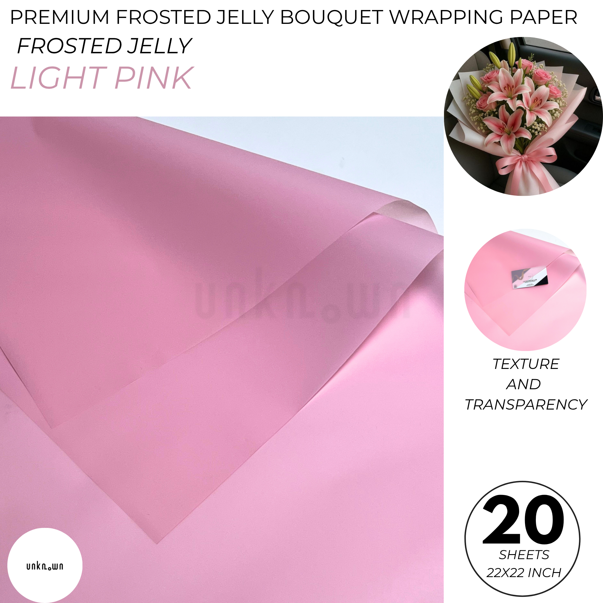 Premium Frosted Jelly Bouquet Wrapping Paper – Translucent Korean Flower Wrapping Sheets for Fresh Flowers, Florist Bouquets & Floral Packaging