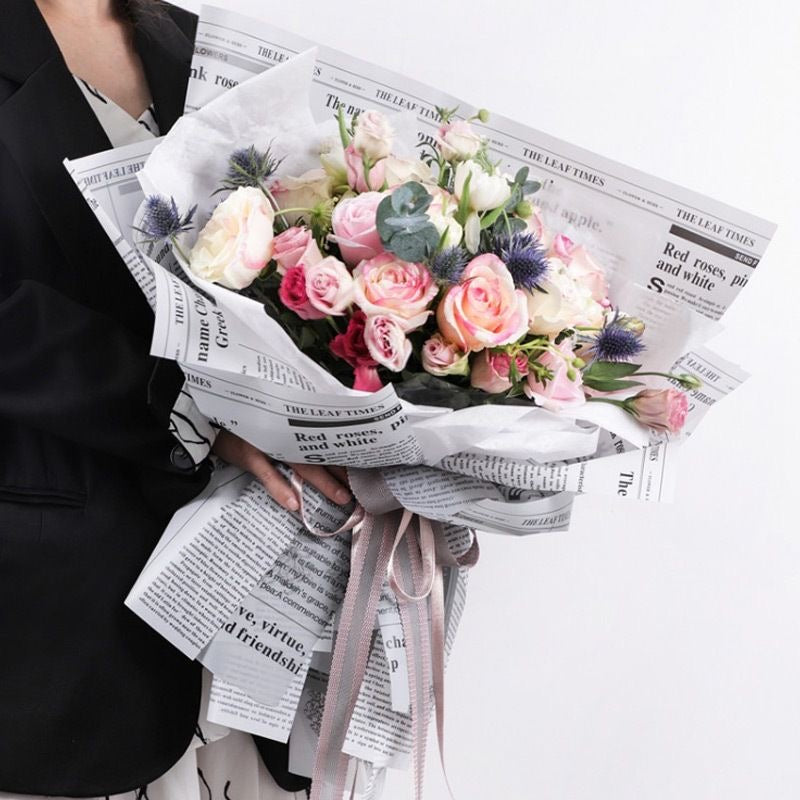Premium Designer Mix Bouquet Wrapping Paper – 20 Sheets Mixed Color Floral Wrapping Sheets for Fresh Flowers, Florist Bouquets & Gift Packaging