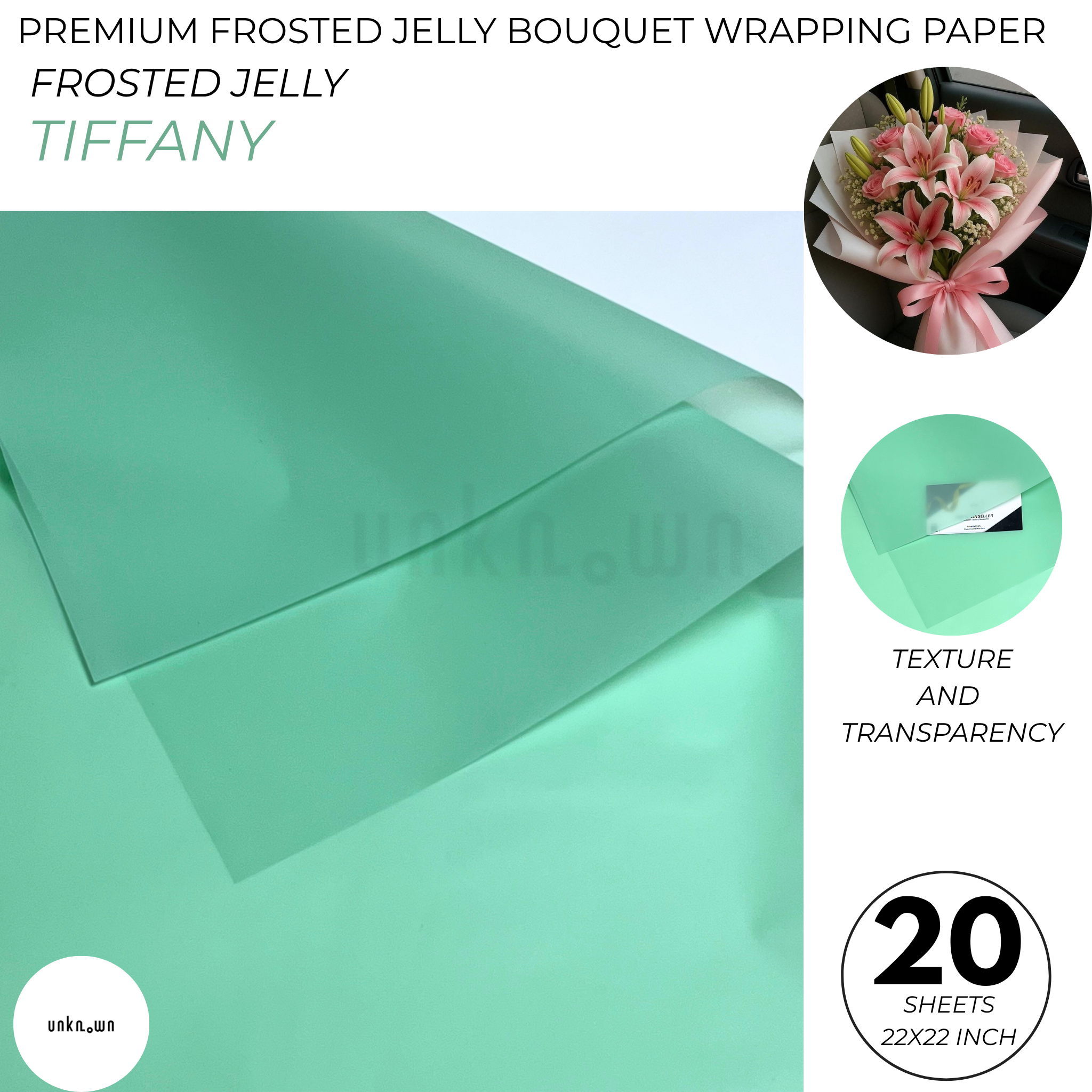 Premium Frosted Jelly Bouquet Wrapping Paper – Translucent Korean Flower Wrapping Sheets for Fresh Flowers, Florist Bouquets & Floral Packaging