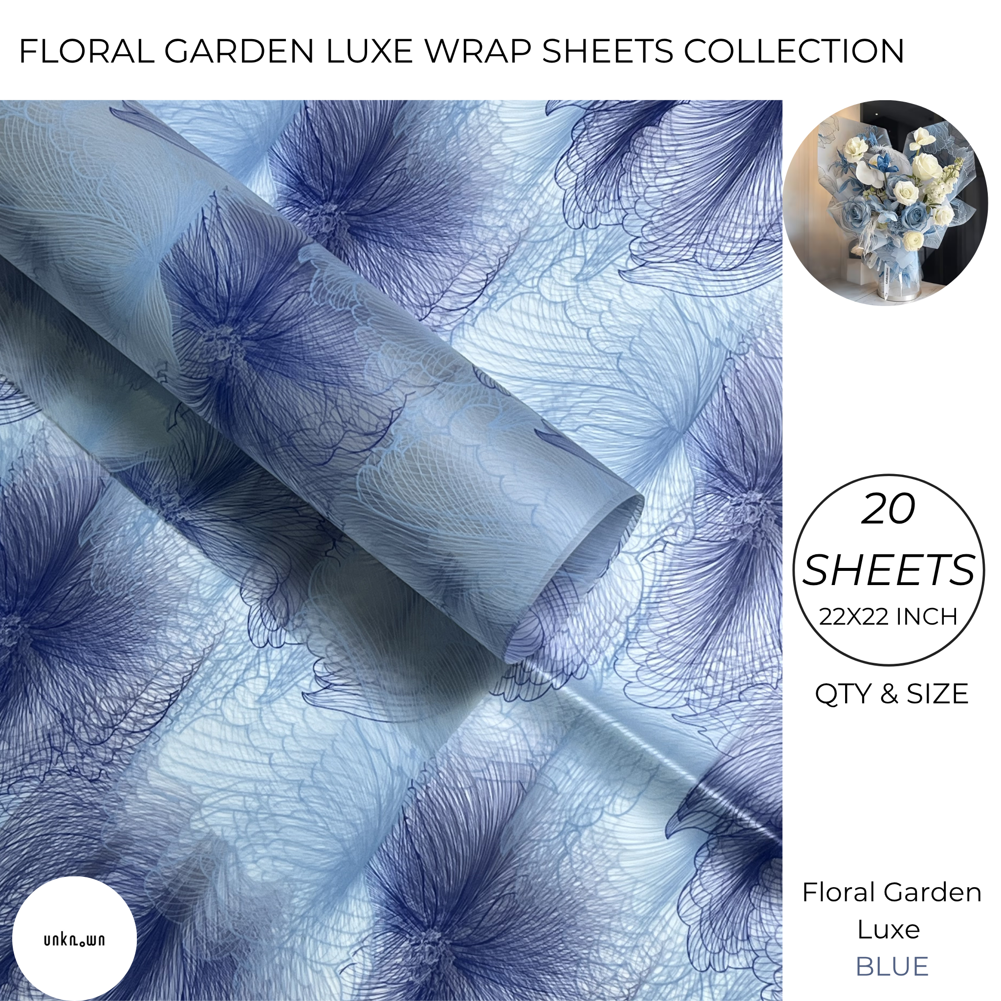 Floral Garden Luxe Wrap Sheets – Premium Bouquet Wrapping Collection (20 Sheets)