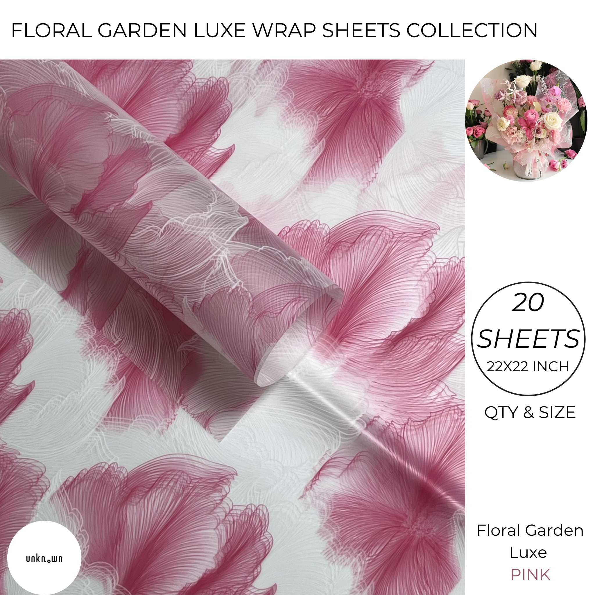 Floral Garden Luxe Wrap Sheets – Premium Bouquet Wrapping Collection (20 Sheets)