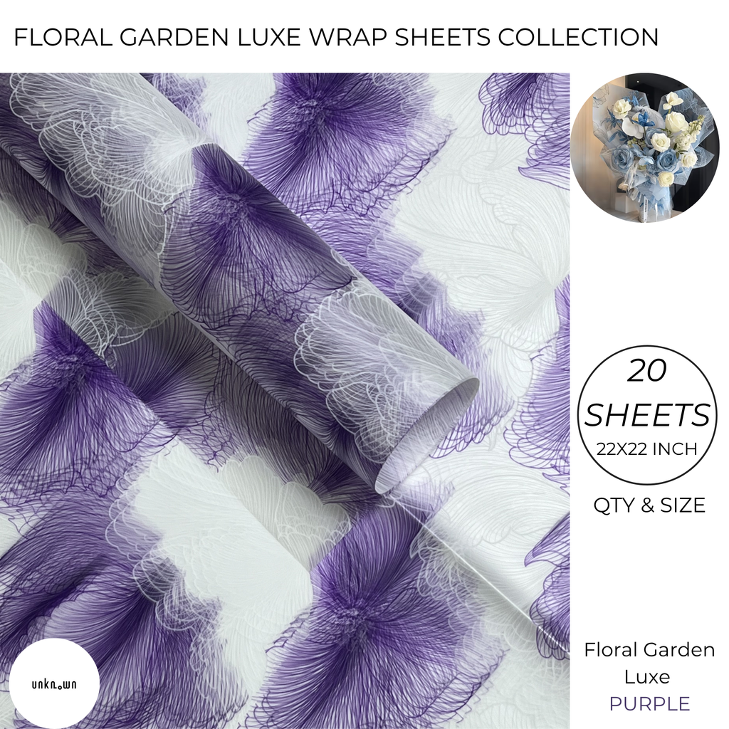 Floral Garden Luxe Wrap Sheets – Premium Bouquet Wrapping Collection (20 Sheets)