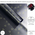 Premium Golden Hollow Heart Bouquet Wrapping Sheets – Luxury Floral & Gift Wrapping Paper (Pack of 20 Sheets)