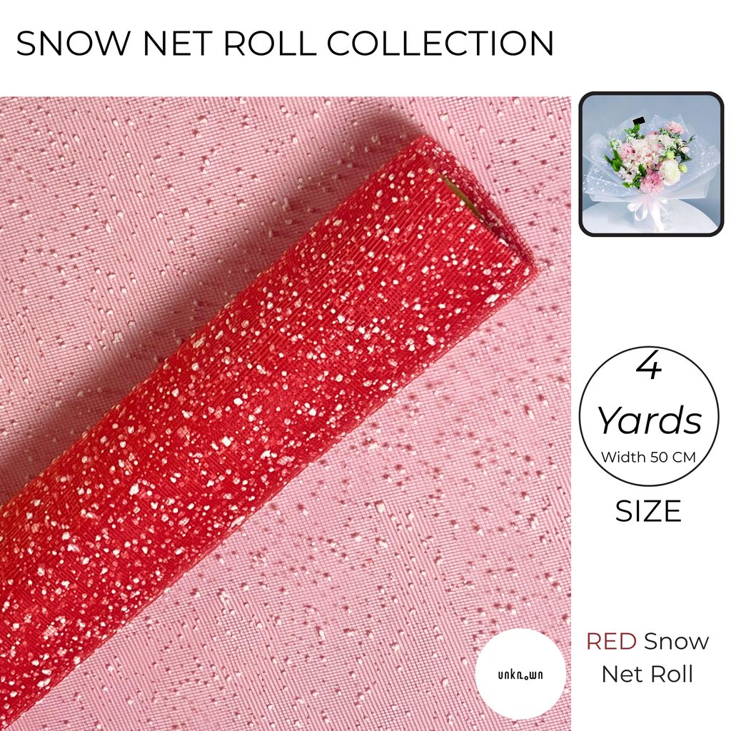 Snow Mesh Roll for Flower Wrapping & Bouquet Decoration (50cm × 4 Yard)