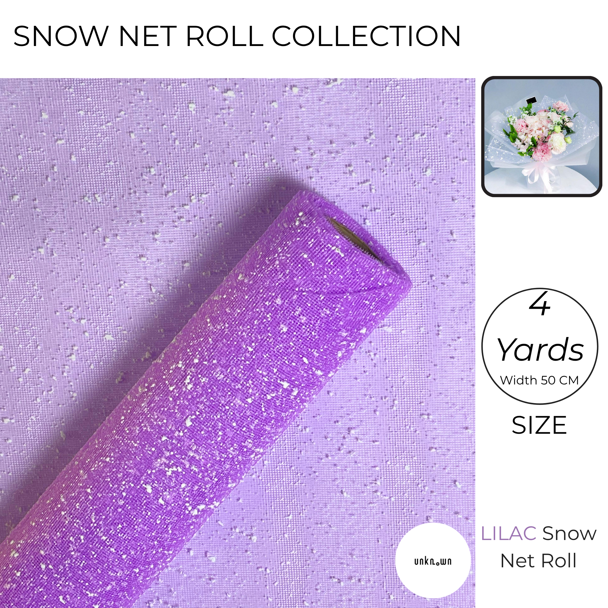 Snow Mesh Roll for Flower Wrapping & Bouquet Decoration (50cm × 4 Yard)