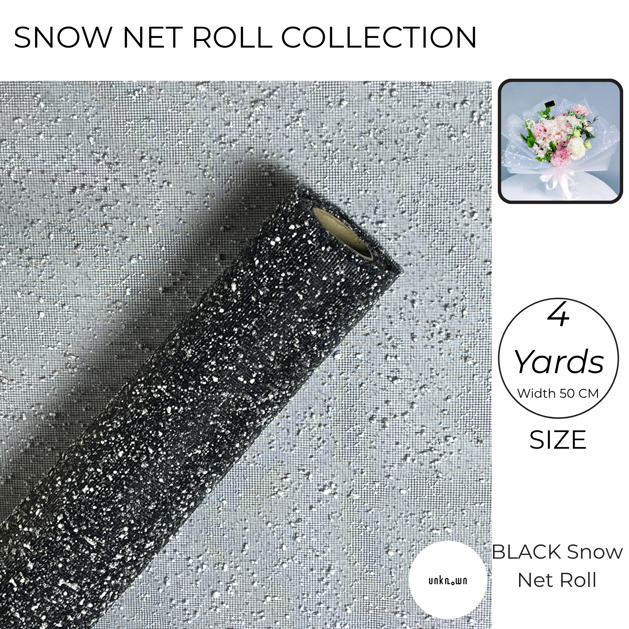 Snow Mesh Roll for Flower Wrapping & Bouquet Decoration (50cm × 4 Yard)