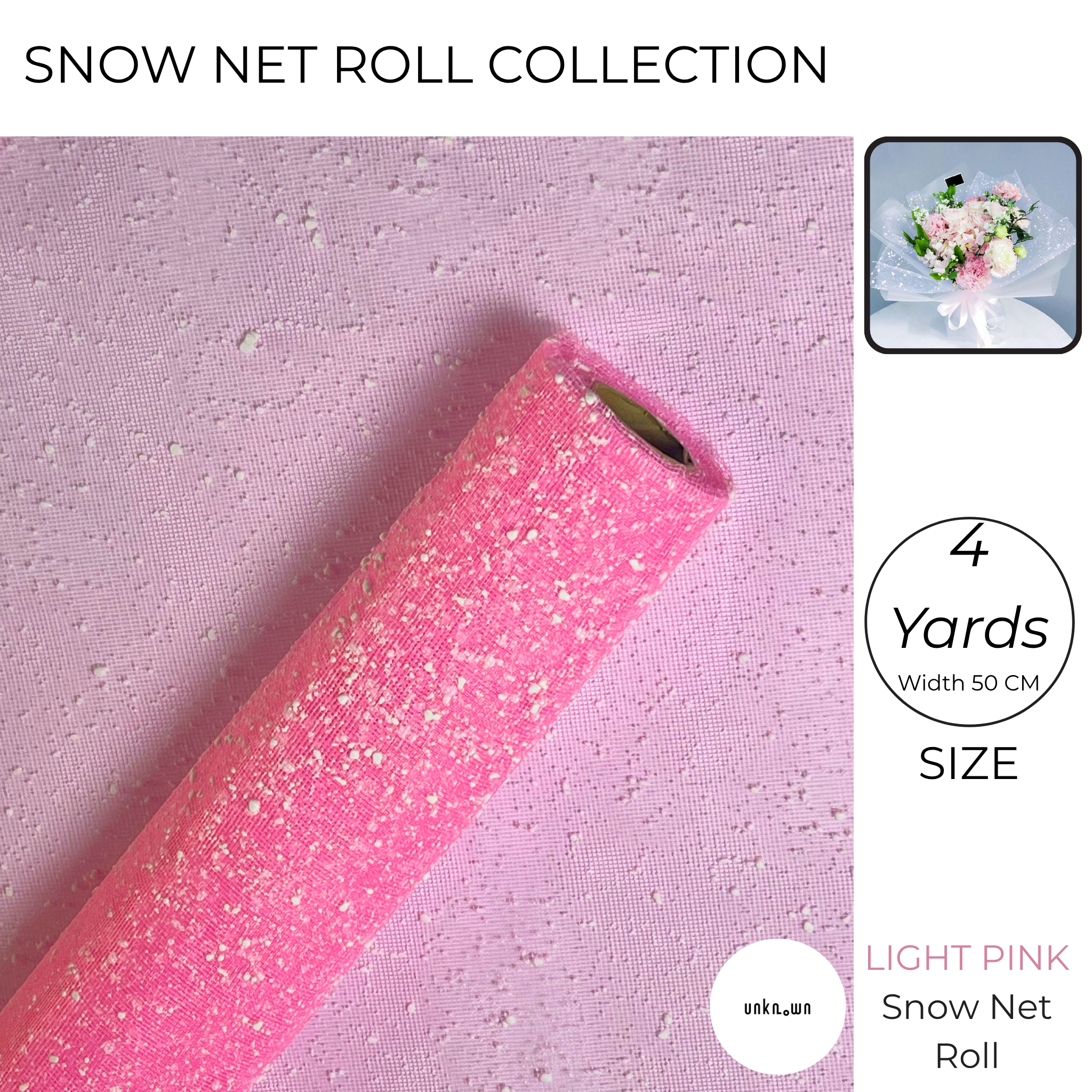 Snow Mesh Roll for Flower Wrapping & Bouquet Decoration (50cm × 4 Yard)