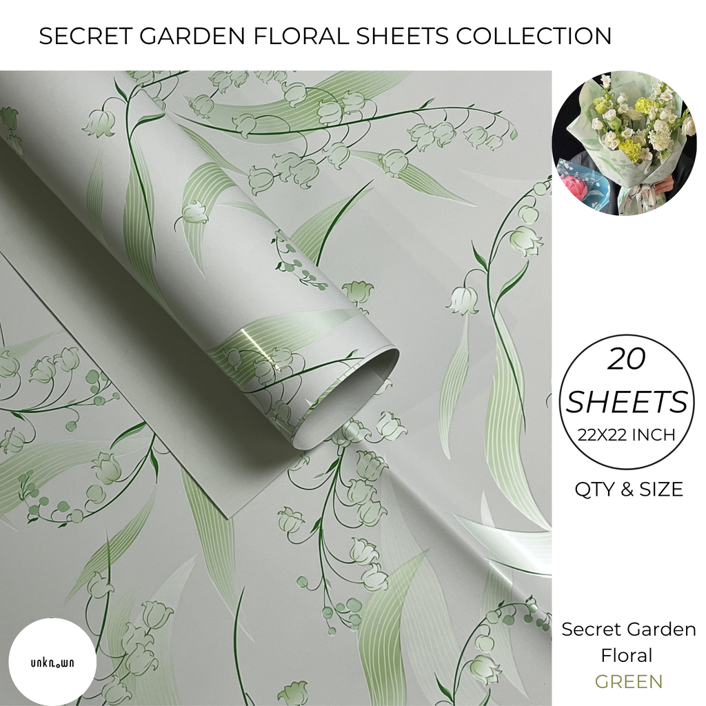 Secret Garden Floral Bouquet Wrapping Sheets – Premium Opaque Florist Paper for Luxury Flower & Gift Packaging (20 Sheets)