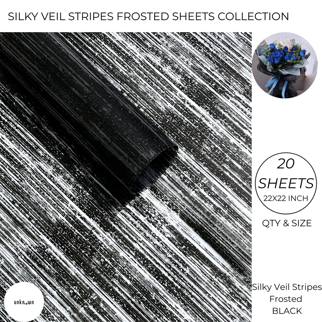 Silky Veil Stripes Frosted Bouquet Wrapping Sheets – Premium Translucent Floral & Gift Wrapping Paper (20 Sheets)