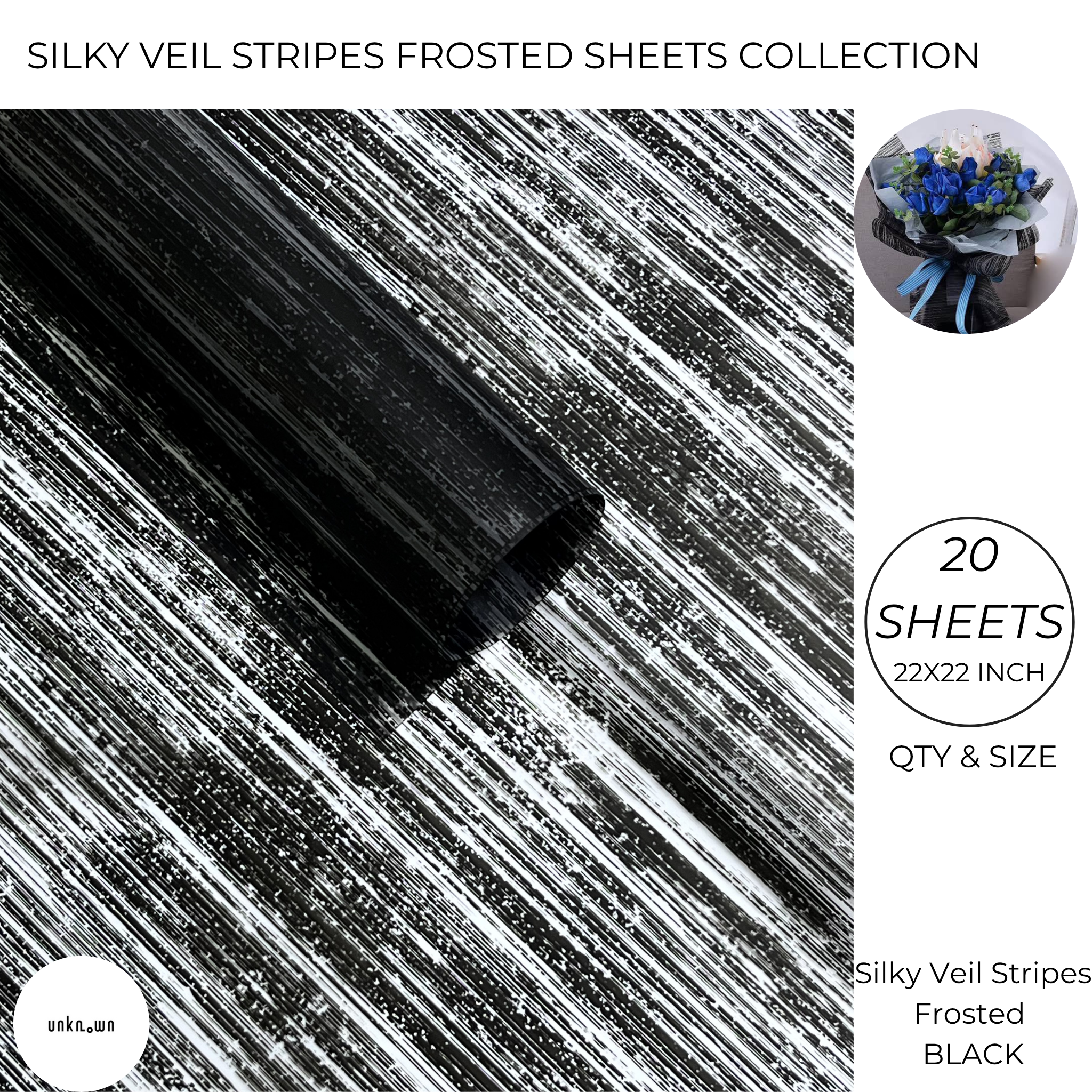 Silky Veil Stripes Frosted Bouquet Wrapping Sheets – Premium Translucent Floral & Gift Wrapping Paper (20 Sheets)
