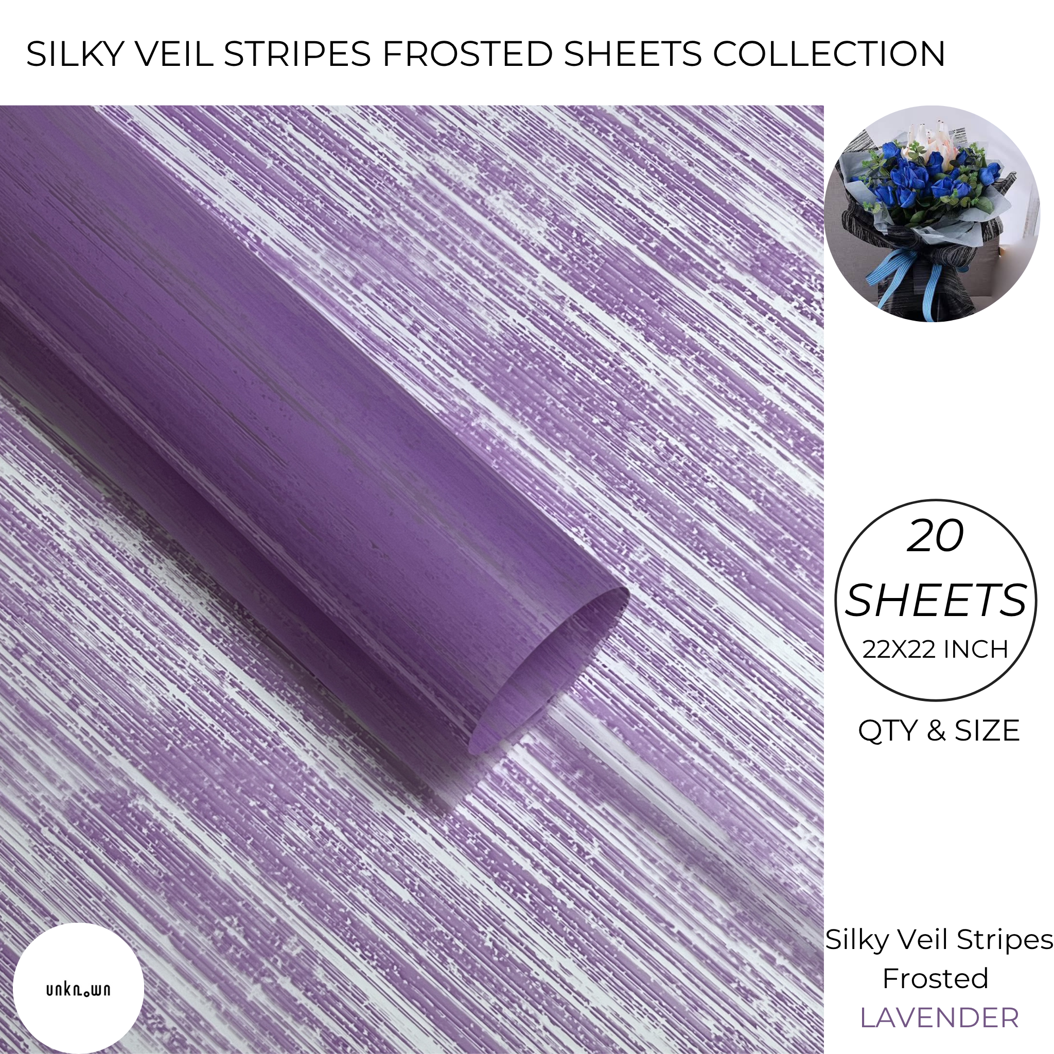 Silky Veil Stripes Frosted Bouquet Wrapping Sheets – Premium Translucent Floral & Gift Wrapping Paper (20 Sheets)