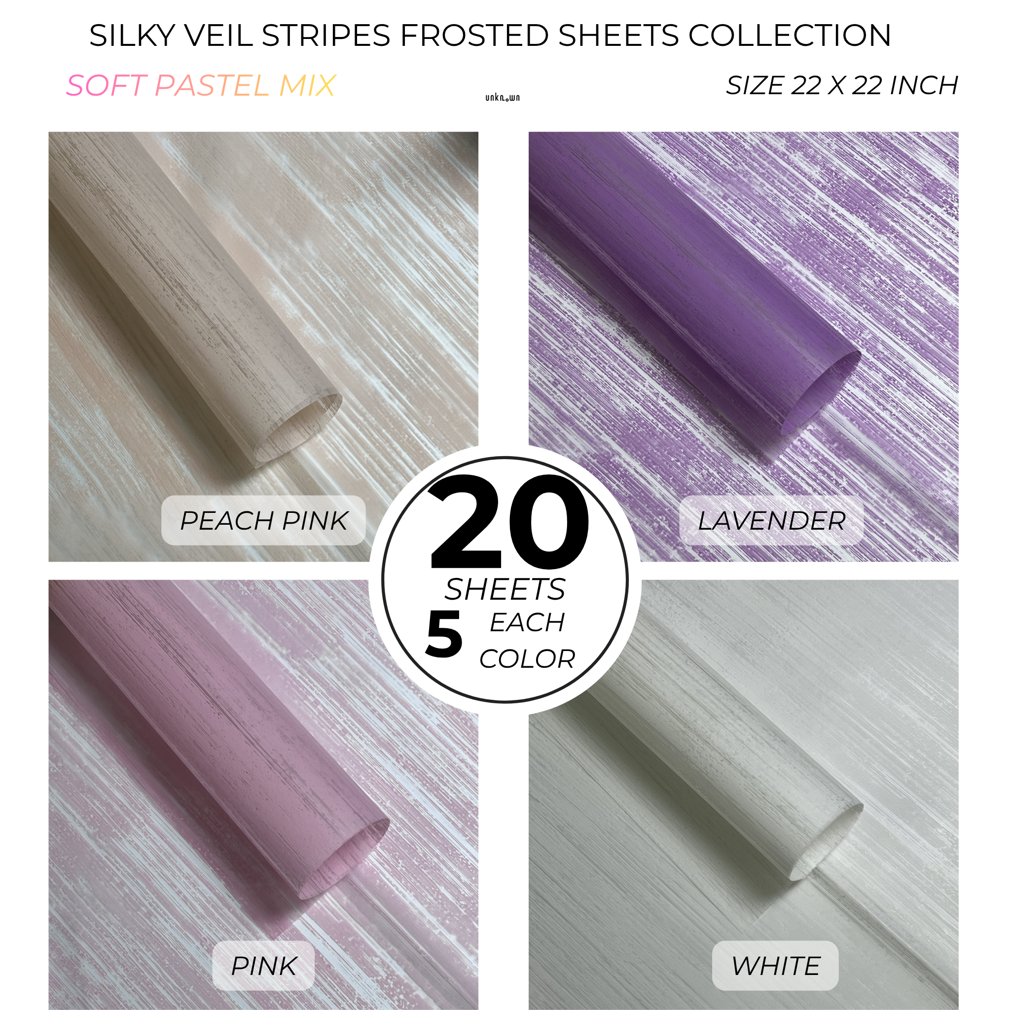 Silky Veil Stripes Frosted Bouquet Wrapping Sheets – Premium Translucent Floral & Gift Wrapping Paper (20 Sheets)