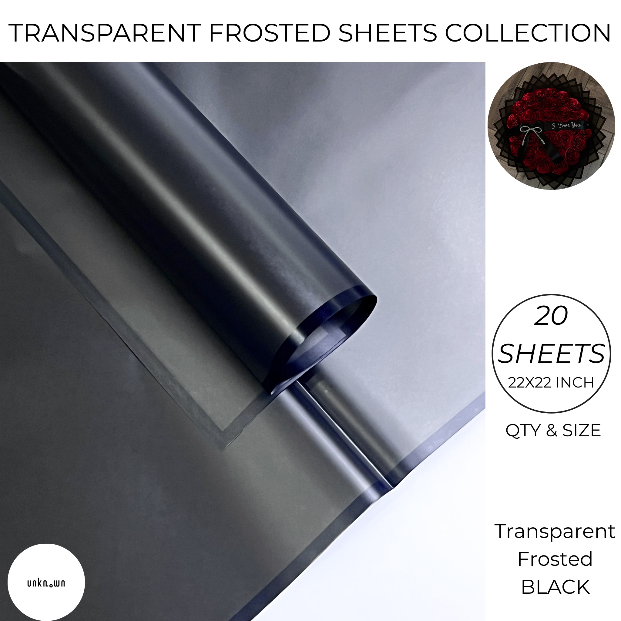 Premium Transparent Frosted Bouquet Wrapping Sheets with Colored Border (20 Sheets Pack) | Flower & Gift Wrapping Paper