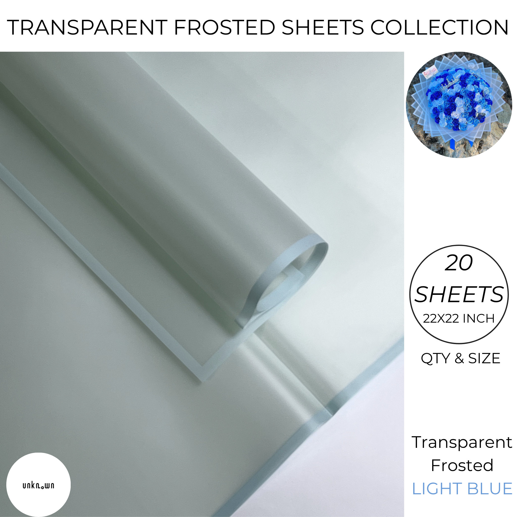 Premium Transparent Frosted Bouquet Wrapping Sheets with Colored Border (20 Sheets Pack) | Flower & Gift Wrapping Paper